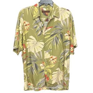 Tori Richard Tropical Neutral Green Hawaiian Shirt Button Down Short Sleeve M
